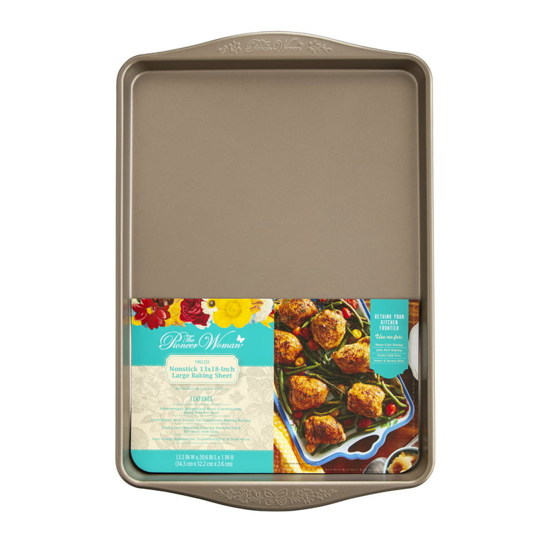 The Pioneer Woman Teal Speckle Timeless 13 inch x 18 inch Nonstick Aluminized Steel Large Baking Sheet, Blue