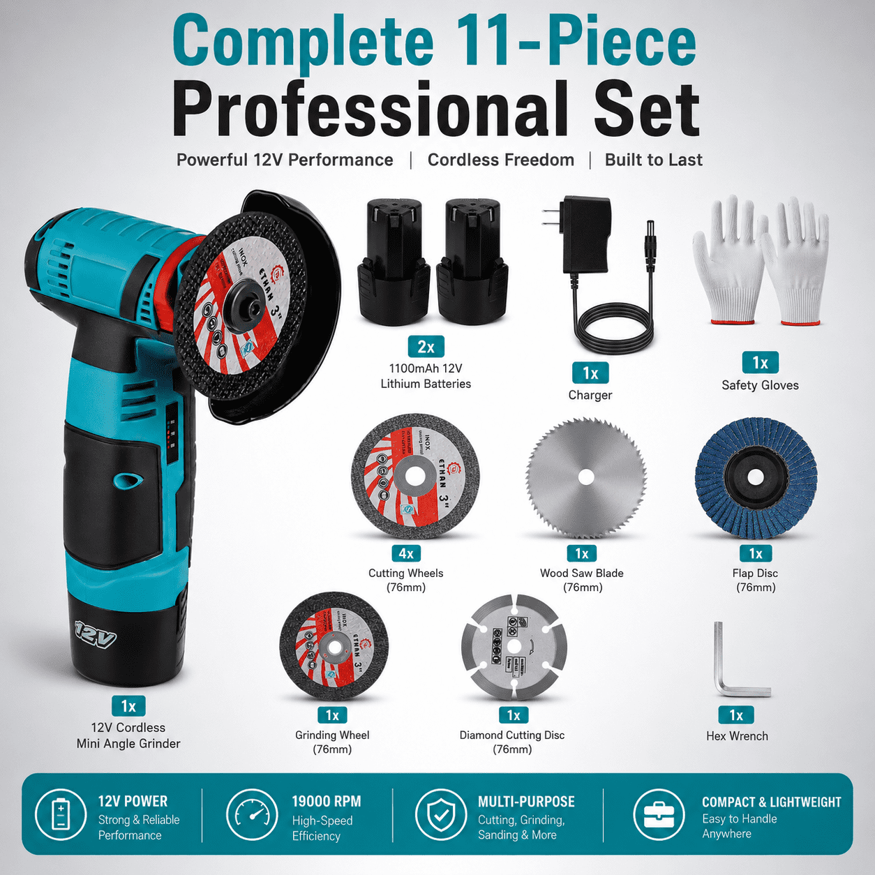 12V Cordless Mini Angle Grinder
