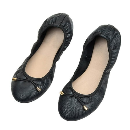 Xysaqa Walking Shoes Women  Ballets Shoes for Girls Fashion Women Ladies Round Toe Flat Bow-Knot Leisure Comfortable Chicken Rolls Curved Shoes Mary Janes Flats on Clearance