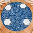 thumbnail image 2 of Blue Pioneer Flower and Paisley Pattern Round Fitted Tablecloth with Elastic Edge,Dining Table Cover Waterproof,Outdoor Round Tablecloth for Camping,Dining,Indoor and Outdoor, 2 of 7