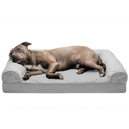 UPC: 0842229100143 | FurHaven Pet Products Quilted Orthopedic Sofa Pet Bed for Dogs & Cats – Silver Gray Large