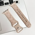 thumbnail image 6 of 3 Pack Floral Engraved Silicone Bands Compatible with Apple Watch Band 38mm 40mm 41mm Women, Soft Sport Wildflower Strap for iWatch Ultra Series 9 8 SE 7 6 5 4 3 2 1,Milktea, 6 of 6