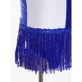 thumbnail image 6 of LiiYii Girls Latin Dance Bodysuit Shiny Sequins Halter Tassel Leotard Sleeveless Color Block Fringed Dress Blue 10, 6 of 7