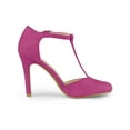 thumbnail image 3 of BLISSFUL STEP Women's Shoes Round Toe Stiletto Heel T-Strap Sandals Hot Pink 5.5, 3 of 7