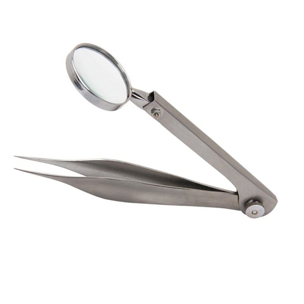 Stainless Steel Magnifier Tweezer With Magnifying Glass