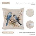 thumbnail image 4 of Pillow Case Elegant Blue Gray Birds Watercolor Wildlife Linen Cushion Case Outdoor Home Decoration Forest Wildlife Birds Tree Branches Pillow Protectors 16"x16" for Living Room Bedroom, 4 of 7