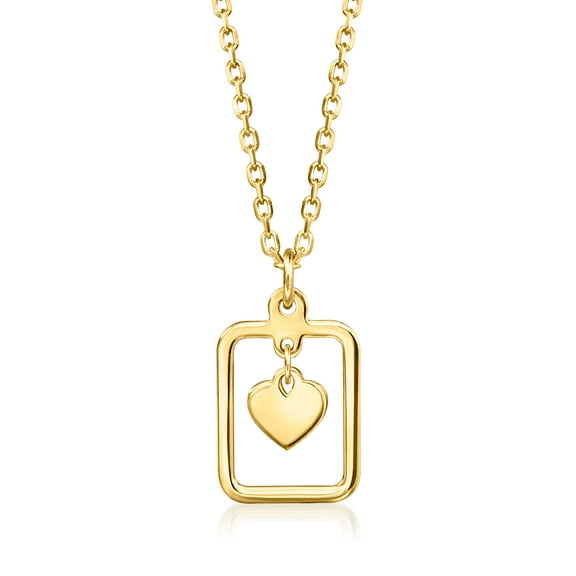 Pure Collection by Ross-Simons Italian 14kt Yellow Gold Framed Heart Necklace, Women's, Adult