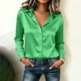 thumbnail image 2 of Tqcoqu Satin Blouses for Women,Silk Button Down Shirts,Long Sleeve Business Casual Tops,Green Women's S-XXL, 2 of 5