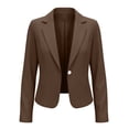 thumbnail image 4 of yeiolnoer Suit Jacket for Women Elegant Button Front Blazers Solid Color Long Sleeve Shirts for Business Office(Brown,Small), 4 of 7