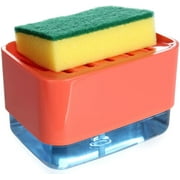 Dish Soap Dispenser for Kitchen, Innovative Soap Dispenser and Sponge Holder 2 in1, Countertop Soap Pump Dispenser Caddy,(White / Gray / Orange / Blue)