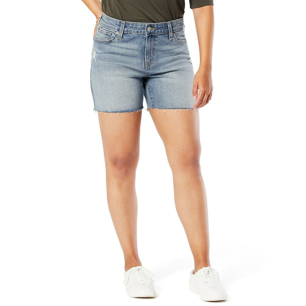 Signature by Levi Strauss & Co. Women's Mid Rise 5-inch Cut-Off Shorts -  