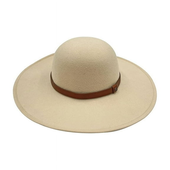 Porter Hat - Brimmed Hat, Faux Leather Band, Heathered Polyester, For Women
