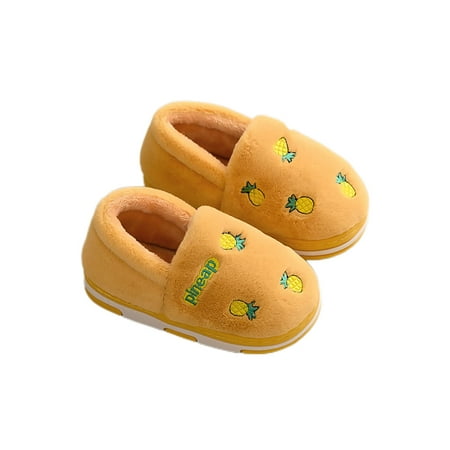 

Ymiytan Unisex-Child House Shoes Memory Foam Plush Slipper Cartoon Warm Slippers Indoor Bootie Nonslip Closed Toe Shoe Yellow 9.5-10