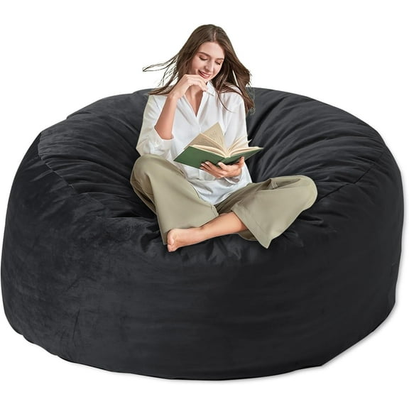 Large Bean Bag Chair for -with Memory Filling, Bean Bags with Soft Washable Cover, BeanBag Sofa for Room, and Gaming Room -4FT, Black