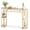 Golden||White, variant on Patiojoy Bar Table 60-Inch Long Pub Rectangular High Top Pub Table with 4 Storage Shelves and Faux Marble Tabletop White