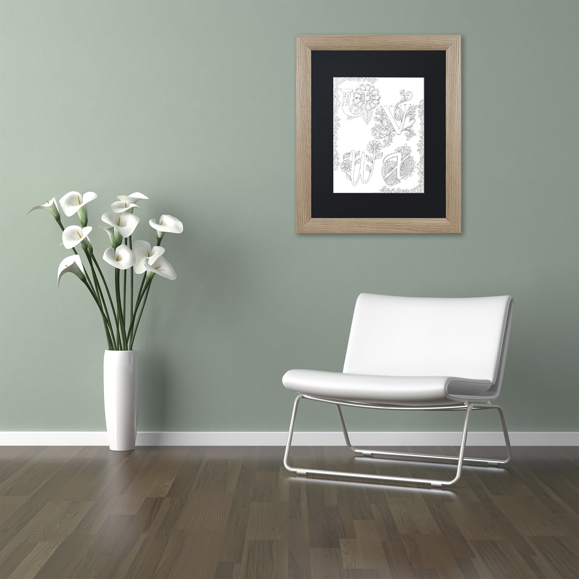 Trademark Fine Art "Letters and Words 29" Canvas Art by Hello Angel, Black Matte, Birch Frame