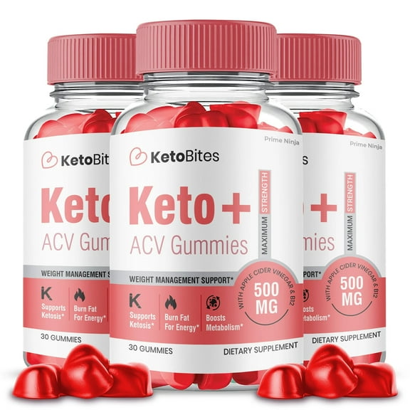 (3 Pack) Keto Bites ACV Gummies, Apple Cider Vinegar, Max Strength, 3 Month Supply Dietary Supplement, Made in USA