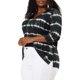thumbnail image 4 of Tops de mujer plus size Agnes Orinda con rayas de teñido anudado, cuello en V, mangas 3/4, blusas casuales 5X en negro, 4 of 7