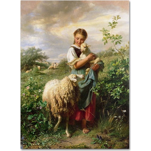 "The Shepherdess 1866" Canvas Art by Johann Hofner