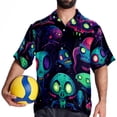 thumbnail image 4 of Alien Men's Short Sleeve Printed Button Down Beach Shirt Casual Summer Unisex Tops with Spread Collar, 4 of 6