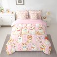 thumbnail image 2 of jejeloiu Bowtie Cartoon Cat 7pcs Bedding Comforter Set,Kawaii Kitten Animal Queen Bedding Sets,Lovely Pet Animals Queen Sheet Sets For Girl Boys,Ultra Soft Home Decor Reversible, 2 of 8