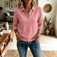 thumbnail image 6 of Dweltoz Womens Button Down Polo Shirts Casual Long Sleeve Collared Golf Top Trendy Office Solid Tennis Shirts Lightweight Breathable Athletic Tops,Light pink L, 6 of 6