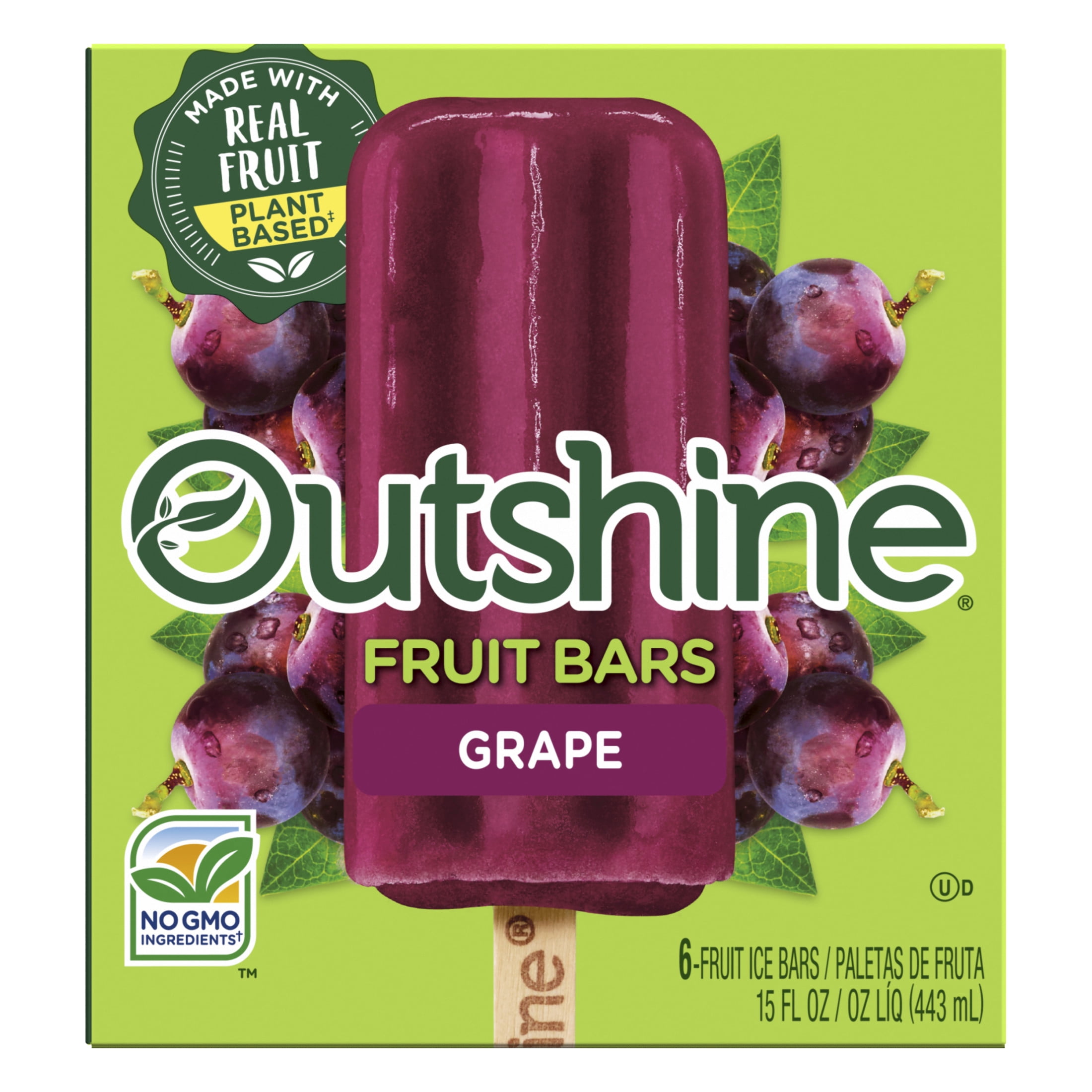 Outshine Grape Frozen Fruit Bars, Non-GMO, Gluten Free, 6 Count