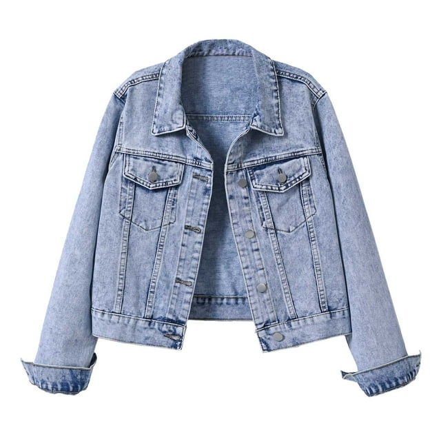 SHIXIAOO Veste en Jean Décontractée pour Femmes Ajustée à Manches Longues Lavée avec Boutons pour Printemps Automne Hiver Usage Quotidien Grande Veste Chaude