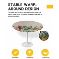 thumbnail image 2 of nqOlkjepod Summer Botanical Round Tablecloth, Fitted Table Cover with Elastic for 55"-60" Round Tables, Rustic Tropical Plants Birds Table Cloth Outdoor Indoor Dinning Party Waterproof Tablecloths, 2 of 6