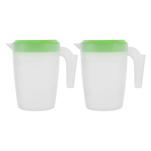 Jarras de plástico para agua fría, zumo o cerveza, con tapa, para nevera, ideales para restaurantes y bares (1 L).