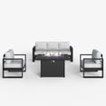 thumbnail image 2 of LayinSun 4 Piece Hight Back Aluminum Outdoor Furniture Set with Fire Pit Table, Modern Patio Conversation Sets, 2 of 7