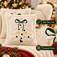 thumbnail image 3 of LOMYOLO Christmas Pillow Covers 18x18 Inch Set of 2, Ivory White 3D Plush Christmas Tree Throw Pillow Covers with Bow and Embroidered Accents, Neutral Holiday Winter Couch Sofa Decor, 3 of 9