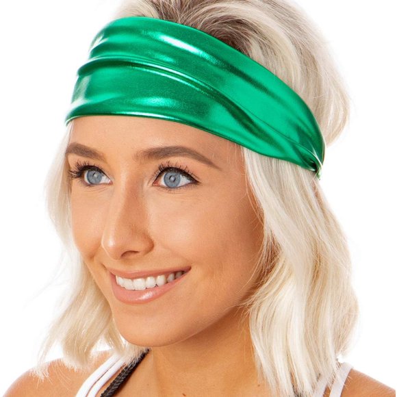 Amazing Adjustable & Stretchy Metallic Xflex Wide Headbands for Women Girls & Teens Metallic Green with superior functionality. Grab one now!
