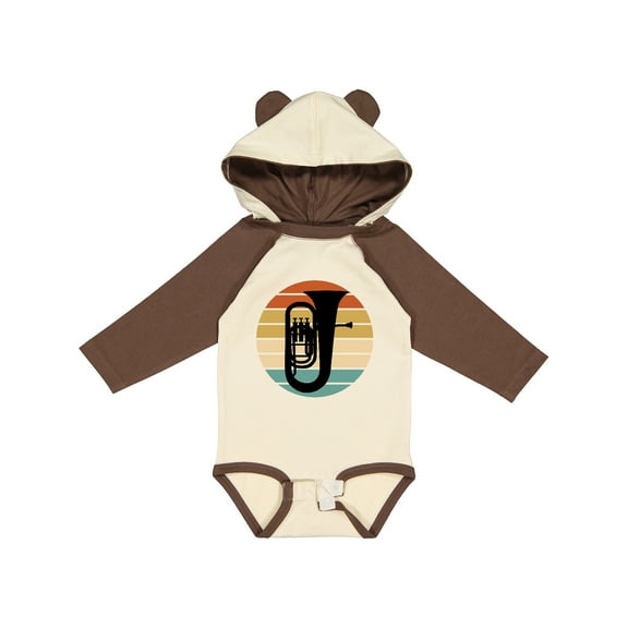 Inktastic Tuba Music Retro Sunset Silhouette Boys or Girls Long Sleeve Baby Bodysuit