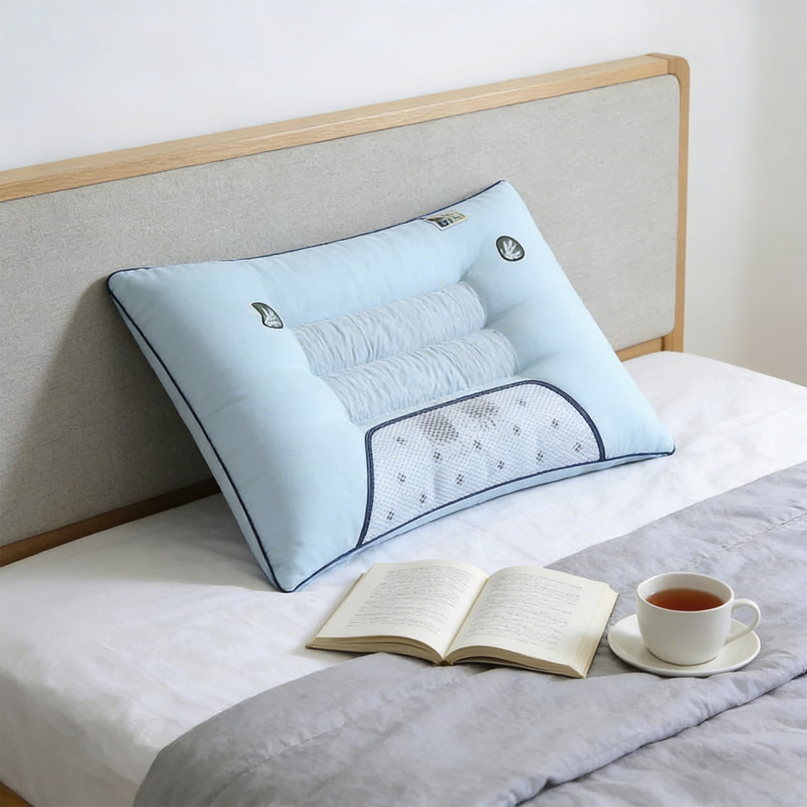 Hotel Collection Bed Pillows Memory Foam Neck Pillow Relief Bed Pillow for Sleeping Cervical for and Shoulder Ide Back Stomach Sleeper 1 Pack, Blue