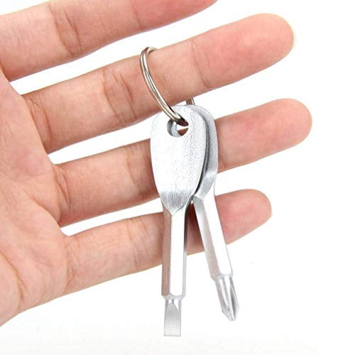 14 Sets Portable Every Day Carry Keys Ring Cross and Slot Type Screwdriver Men's Socks Key Outdoor Multifunction Key Chain Stainless Keychain Pocket Tool Screwdriver Set with Keych