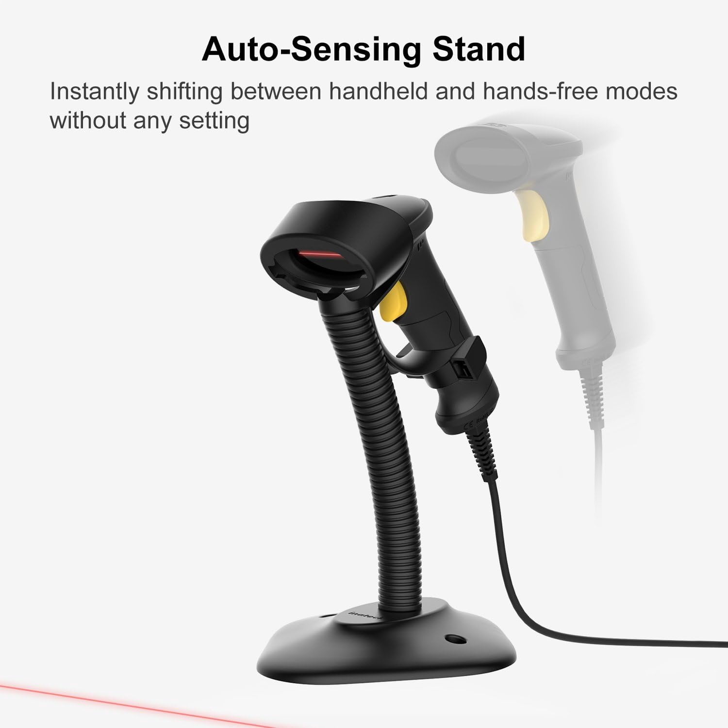 1D USB Barcode Scanner with Intelligent Stand Wired, BCST-33