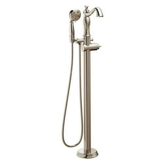 Delta Cassidy Traditional Floor Mount Tub Filler Trim - Less Handle, Polished Nickel