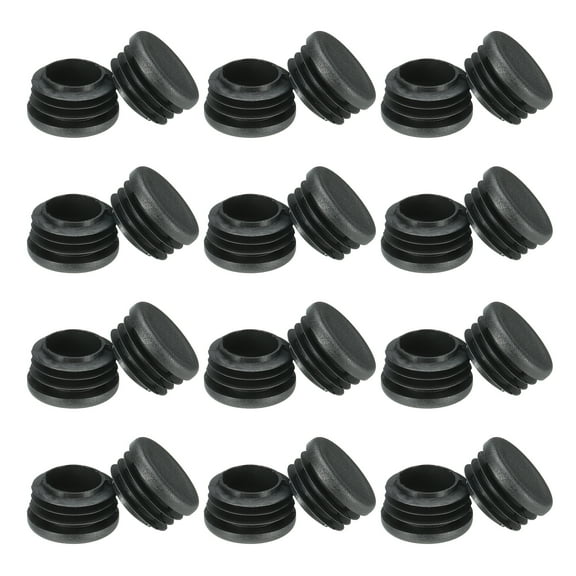 Uxcell Round Plastic Hole Plugs 1.1inch Pipe Tubing End Cap Black 24 Pack