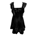 thumbnail image 7 of Bigersell Cocktail Dresses for Women Wedding Guest Women Fashion Casual Soild Ruffles Sleeveless Slash-Neck Ankle-Length Dress Regular Sweater Dress Style 8659, Female Extra long Dresses Black L, 7 of 7