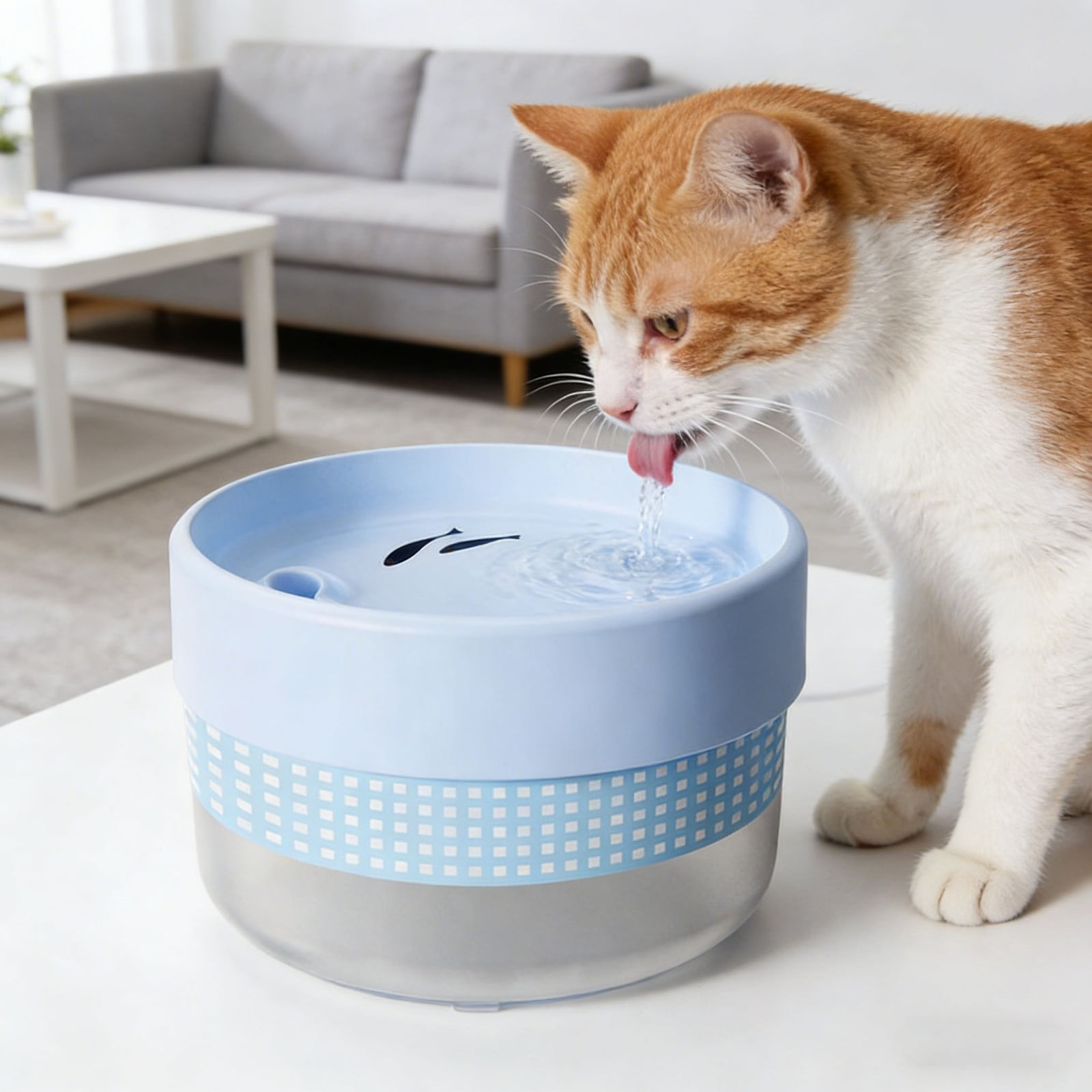 6.29" Cat Water Fountain, Quiet Circulation Drinking Bowl with Large Capacity, Anti-Splash Pet Water Dispenser for Cats