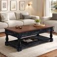 thumbnail image 4 of Atumcto Lift Top Coffee Table with Hidden Storage, Retro Living Room Center Table with Lower Shelf, Espresso and Weathered Black, 4 of 11