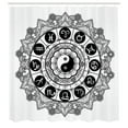 thumbnail image 3 of Ambesonne Peace Shower Curtain, Mandala Art Harmony, 69"Wx70"L, Black White, 3 of 5