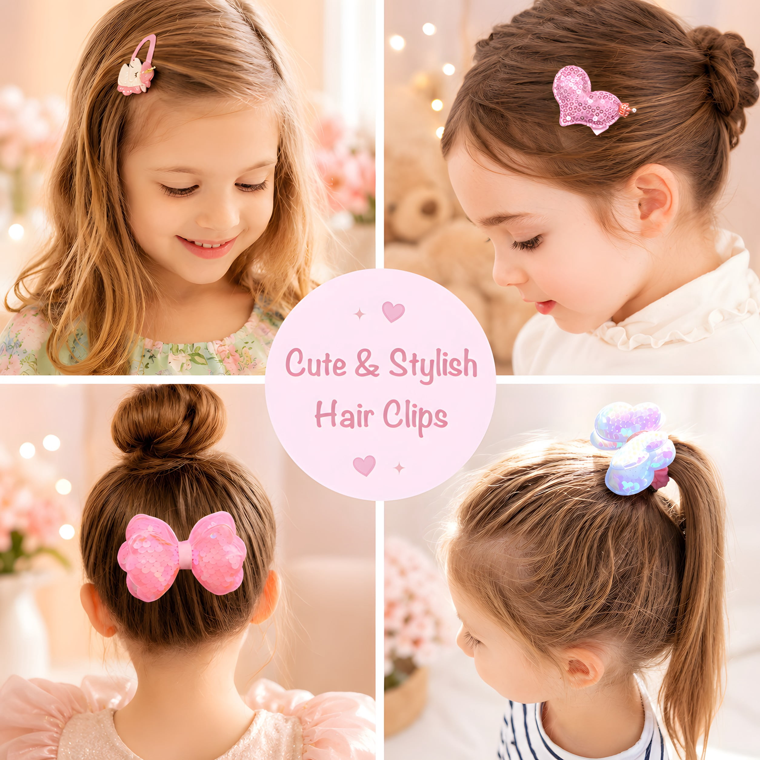 Shelbybox Hair Accessories for Girls Gift Set, 22 Pieces Pink Hair Clips, Barrettes, Ponytail Ties, Bows, Headbands, Mirror & Unicorn Comb, Toddler Hair Set