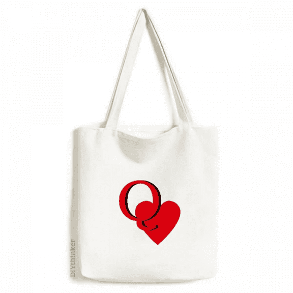 Love Queen Heart Q Poker Tote Canvas Bag Shopping Satchel Casual Handbag