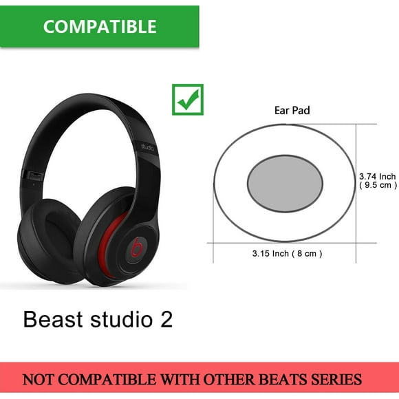 Beats Studio 2 / 3 Replacement Earpads, JARMOR Memory Foam Ear Cushion Pads Cover for Beats Studio 2.0 Wired / Wireless