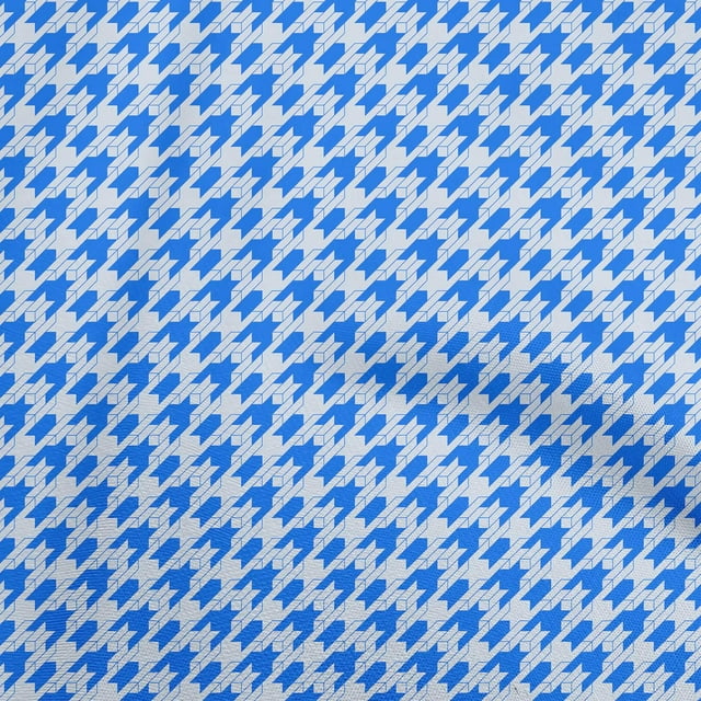 oneOone Viscose Chiffon Medium Blue Fabric Houndstooth Craft Projects Decor Fabric Printed By The Yard 42 Inch Wide