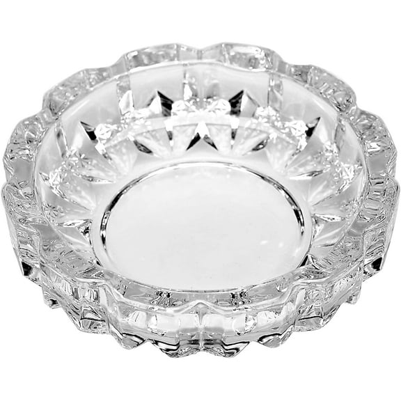 Deli Green Apple Crystal Heavy Glass Ashtray for Indoor and Outdoor Decorative (Round)