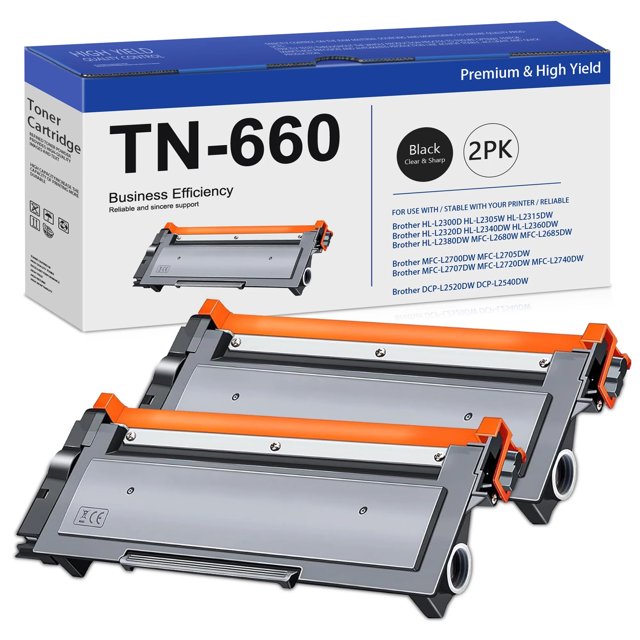 TN660 Toner Cartridge Replacement for Brother High Yield 2380DW Printers (2-Black)