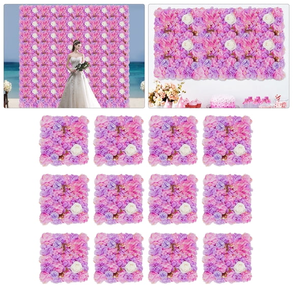 12PCS 3D Flower Wall Panel Artificial Flower Wall Background Silk Rose Mat for Wedding Backdrop Wall Decor Photo Backdrop Floral Wall Arrangement